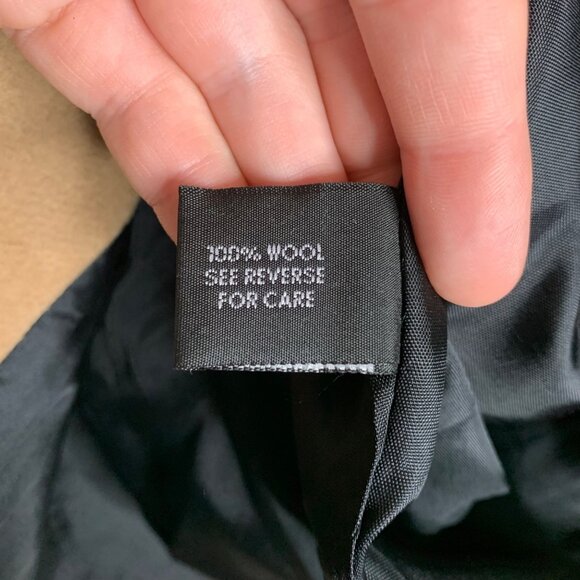 Flawed Anne Klein II Camel Coat Wool Black Velvet Collar Button Up Womens Size 6 - Picture 5 of 14